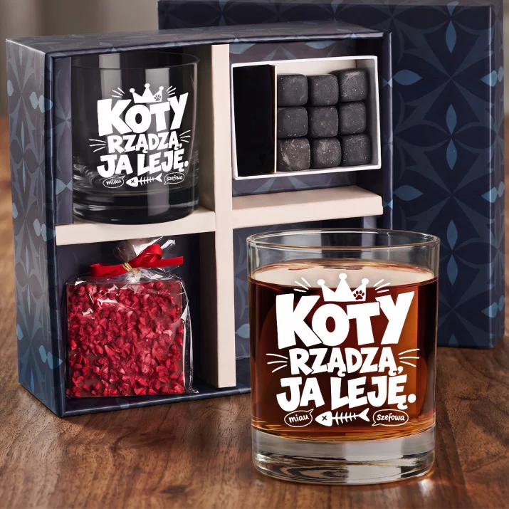 Zestaw Prezentowy Whisky Dla Kociary Dla Kobiety: Koty Rządzą, Ja Leję Zestaw Prezentowy Whisky Dla Kociary Dla Kobiety: Koty Rządzą, Ja Leję