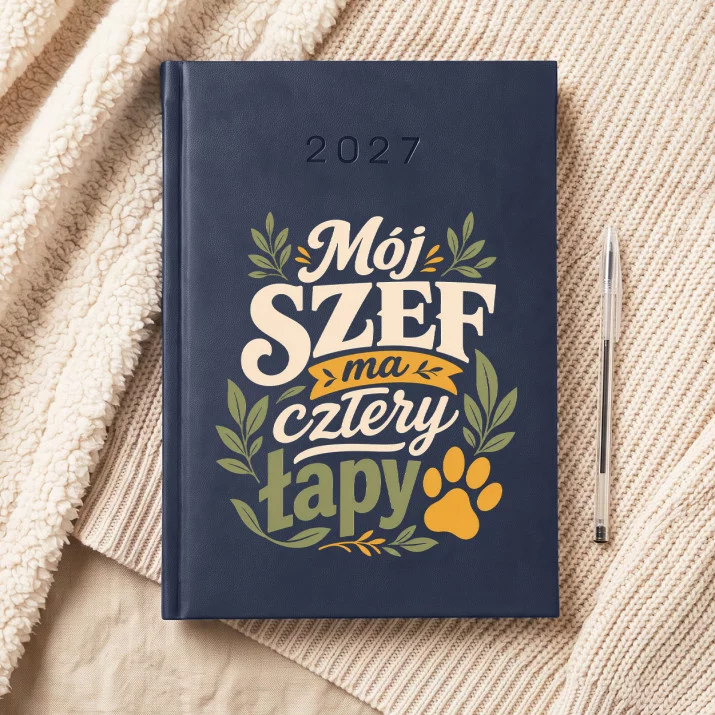 Kalendarz Książkowy A5 2027 Dla Psiarza Prezent Dla Mężczyzny: Psia Elegancja Botaniczna