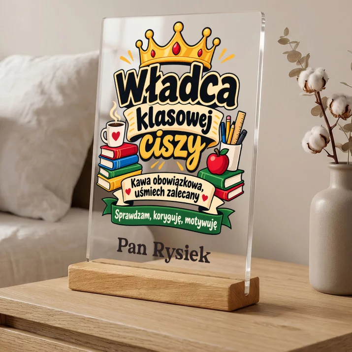 Druk Na Szkle Dla Nauczyciela Prezent Na Dzień Nauczyciela Dla Mężczyzny: Władca Klasowej Ciszy Druk Na Szkle Dla Nauczyciela Prezent Na Dzień Nauczyciela Dla Mężczyzny: Władca Klasowej Ciszy