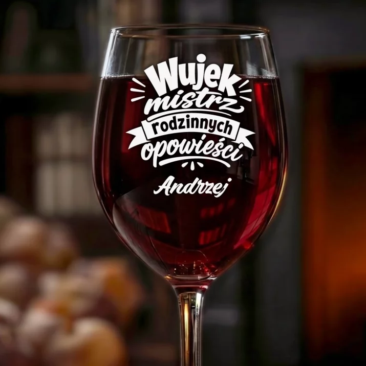 Kieliszek Do Wina z Grawerem Dla Wujka Prezent Dla Mężczyzny: Wujek Mistrz Rodzinnych