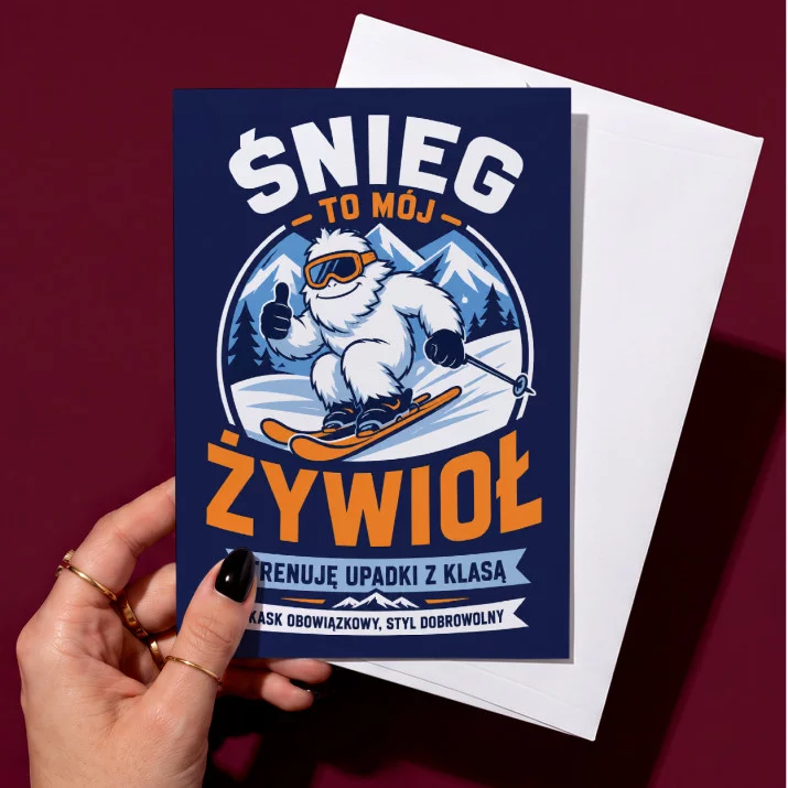 Kartka z Życzeniami Dla Narciarza Dla Mężczyzny: Szusowy Humor