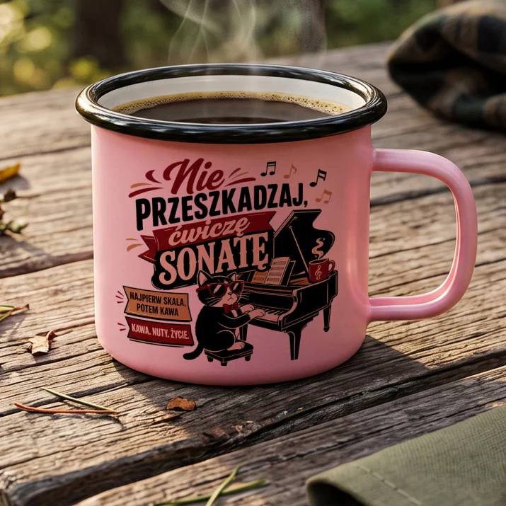 Kubek Emaliowany Dla Pianistki Prezent Dla Kobiety: Zabawna Pianistka Vintage Kubek Emaliowany Dla Pianistki Prezent Dla Kobiety: Zabawna Pianistka Vintage