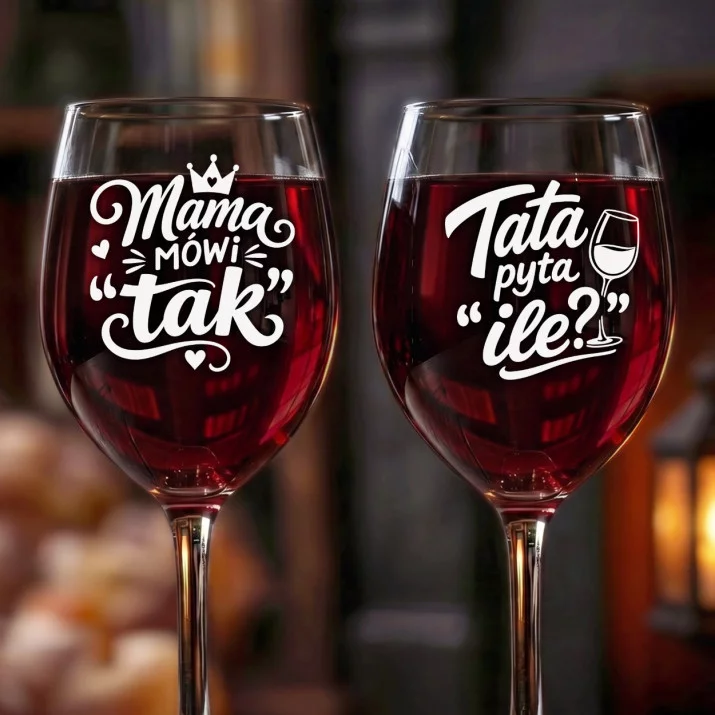 Dwa Kieliszki Do Wina Dla Rodziców Prezent Dla Pary: Mama I Tata