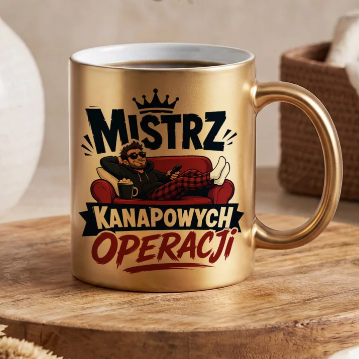 Złoty Kubek Na Święta Prezent Dla Mężczyzny: Kanapowy Mistrz