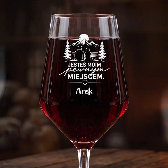 Mega Kieliszek Do Wina z Grawerem Na Imieniny Prezent Dla Mężczyzny: Jesteś Moim Pewnym Mega Kieliszek Do Wina z Grawerem Na Imieniny Prezent Dla Mężczyzny: Jesteś Moim Pewnym