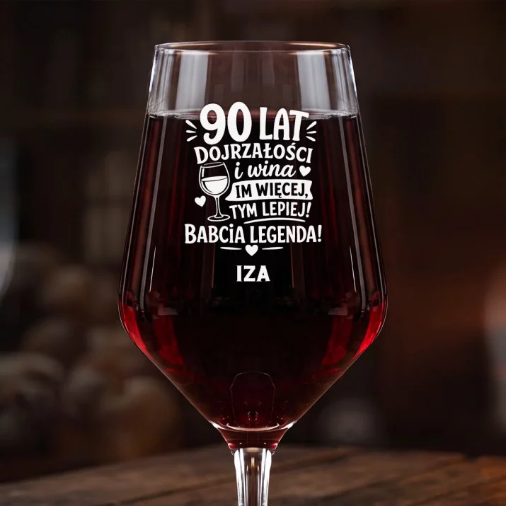 Mega Kieliszek Do Wina z Grawerem Dla 90 Letniej Babci Prezent Na 90 Urodziny Dla Kobiety: Babcia 90 Legenda Mega Kieliszek Do Wina z Grawerem Dla 90 Letniej Babci Prezent Na 90 Urodziny Dla Kobiety: Babcia 90 Legenda