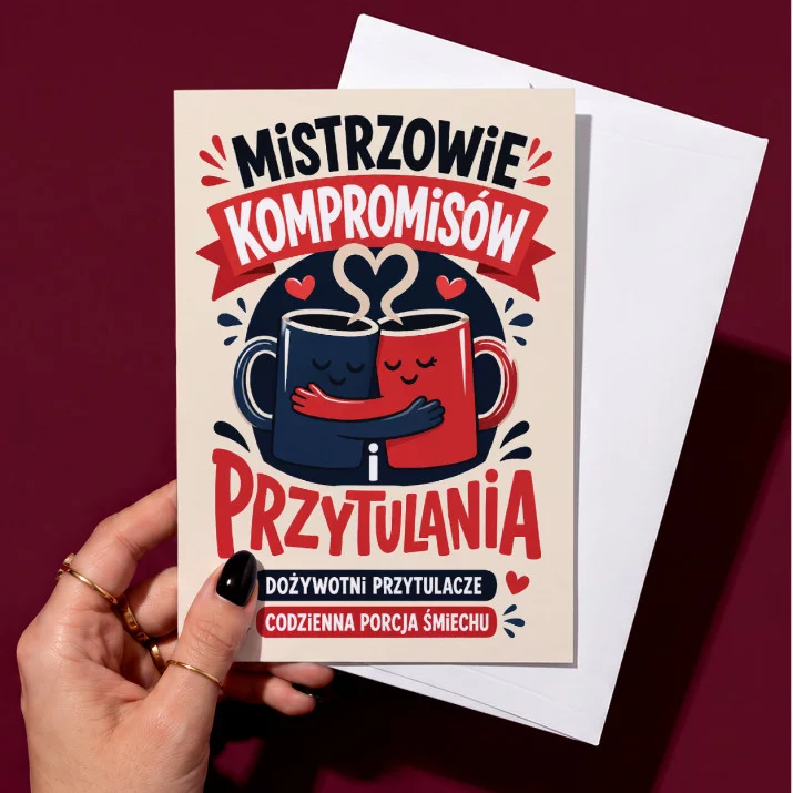 Kartka z Życzeniami Na 1 Rocznicę Ślubu Dla Pary: Śmiech I Przytulanie Kartka z Życzeniami Na 1 Rocznicę Ślubu Dla Pary: Śmiech I Przytulanie