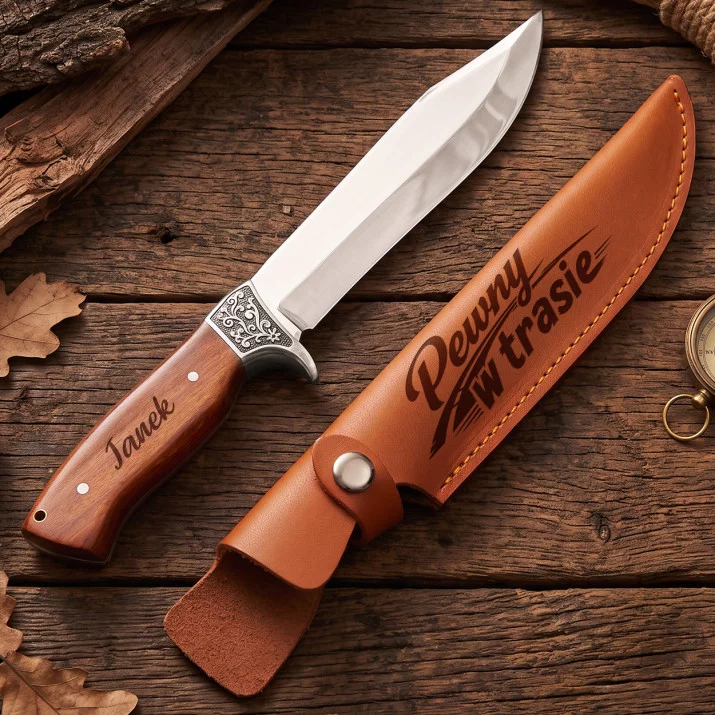 Nóż Myśliwski 30cm z Grawerem Dla Tirowca Prezent Dla Mężczyzny: Drogowy Towarzysz