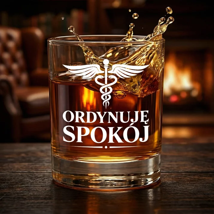 Szklanka Do Whisky Dla Lekarza Prezent Dla Mężczyzny: Ordynuję Spokój Szklanka Do Whisky Dla Lekarza Prezent Dla Mężczyzny: Ordynuję Spokój