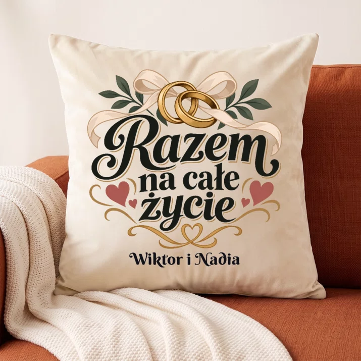 Poduszka Dekoracyjna Dla Młodej Pary Zamiast Kwiatów Prezent Na Ślub Dla Pary: Razem Na Całe Życie