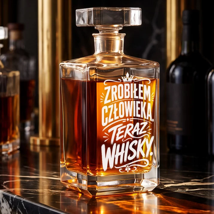 Karafka Do Whisky z Grawerem Na Pępkowe Prezent: Zrobiłem Człowieka.