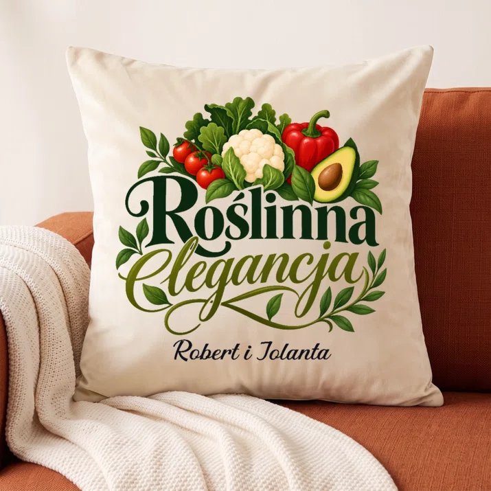 Poduszka Dekoracyjna Dla Wegetarian Prezent Dla Pary: Roślinna Elegancja