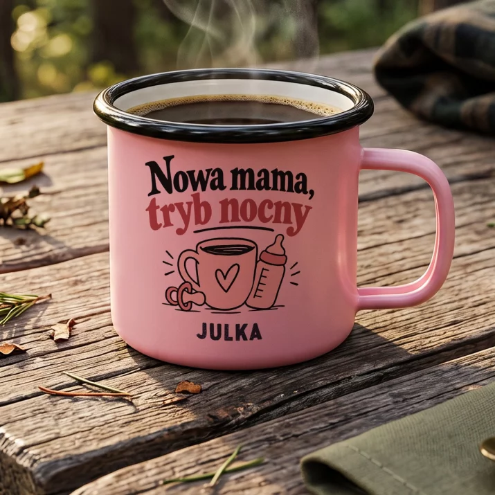 Kubek Emaliowany Na Narodziny Dziecka Prezent Dla Kobiety: Nowa Mama, Tryb Nocny Kubek Emaliowany Na Narodziny Dziecka Prezent Dla Kobiety: Nowa Mama, Tryb Nocny