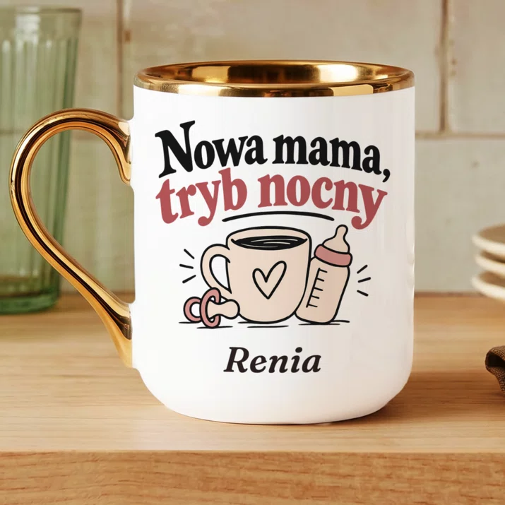 Kubek Personalizowany Na Narodziny Dziecka Prezent Dla Kobiety: Nowa Mama, Tryb Nocny