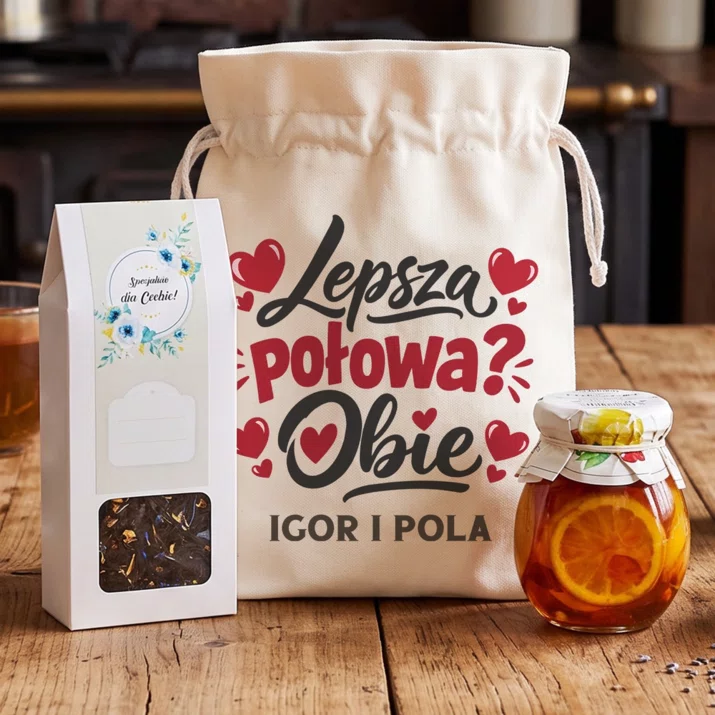 Zestaw Prezentowy z Herbatą Na Walentynki Prezent Na Rocznicę Dla Pary: Lepsza Połowa? Obie Zestaw Prezentowy z Herbatą Na Walentynki Prezent Na Rocznicę Dla Pary: Lepsza Połowa? Obie