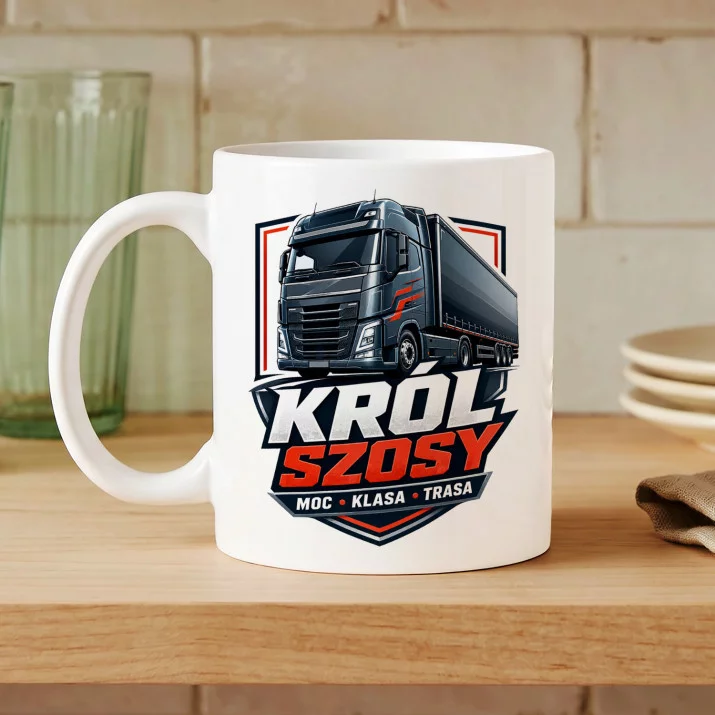 Kubek Z Nadrukiem Dla Kierowcy Tira Prezent Dla Mężczyzny: Król Szosy Kubek Z Nadrukiem Dla Kierowcy Tira Prezent Dla Mężczyzny: Król Szosy