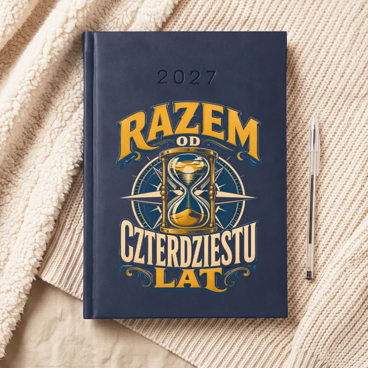 Kalendarz Książkowy A5 2027 Na 40 Rocznicę Ślubu Prezent Dla Mężczyzny: Emblemat