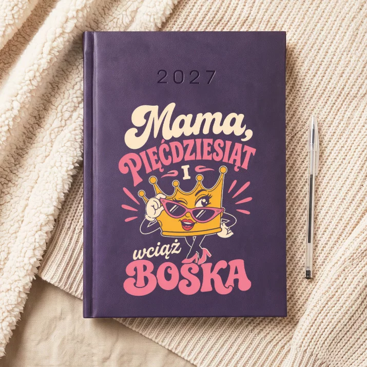 Kalendarz Książkowy A5 2027 Na 50 Urodziny Mamy Prezent Na 50 Urodziny Dla Kobiety: Retro Maskotka Mamy