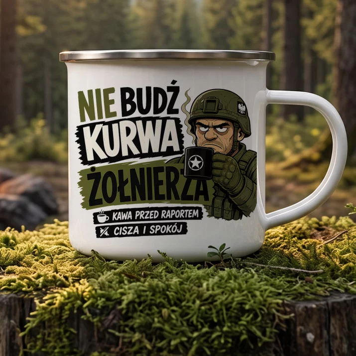 Kubek Emaliowany Dla Wojskowego Prezent Na Przysięgę Wojskową Dla Mężczyzny: Żołnierski Spokój Kubek Emaliowany Dla Wojskowego Prezent Na Przysięgę Wojskową Dla Mężczyzny: Żołnierski Spokój