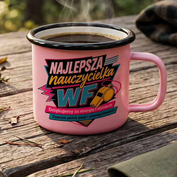 Kubek Emaliowany Dla Nauczycielki Wf Prezent Na Dzień Nauczyciela Dla Kobiety: Sportowa Wdzięczność