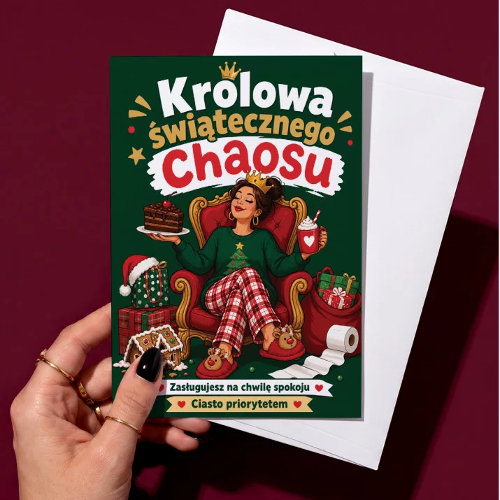 Kartka z Życzeniami Na Święta Dla Kobiety: Świąteczny Humor I Chaos Kartka z Życzeniami Na Święta Dla Kobiety: Świąteczny Humor I Chaos