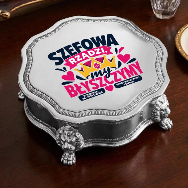Szkatułka Na Biżuterię Dla Szefowej Prezent Dla Kobiety: Błyszcząca Szefowa Szkatułka Na Biżuterię Dla Szefowej Prezent Dla Kobiety: Błyszcząca Szefowa