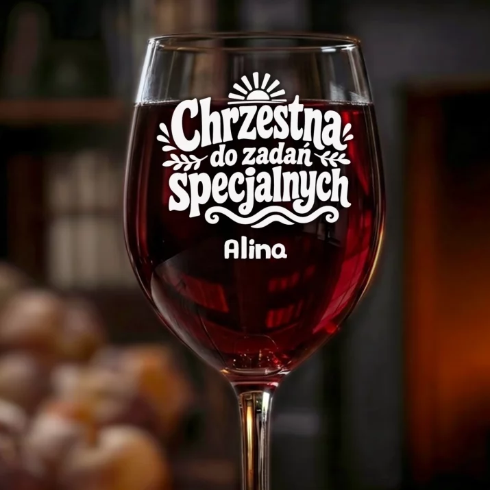 Kieliszek Do Wina z Grawerem Dla Chrzestnej Prezent Dla Kobiety: Chrzestna Do Zadań