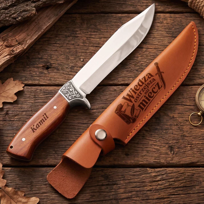 Nóż Myśliwski 30cm z Grawerem Dla Nauczyciela Historii Prezent Dla Mężczyzny: Ostrze Historii