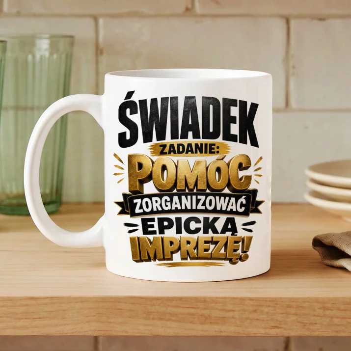 Kubek Z Nadrukiem Dla Świadka Prezent Dla Mężczyzny: Epicka Pomoc Kubek Z Nadrukiem Dla Świadka Prezent Dla Mężczyzny: Epicka Pomoc