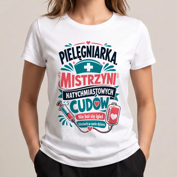 Koszulka Damska Biała Dla Pielęgniarki Prezent Dla Kobiety: Humor Pielęgniarski