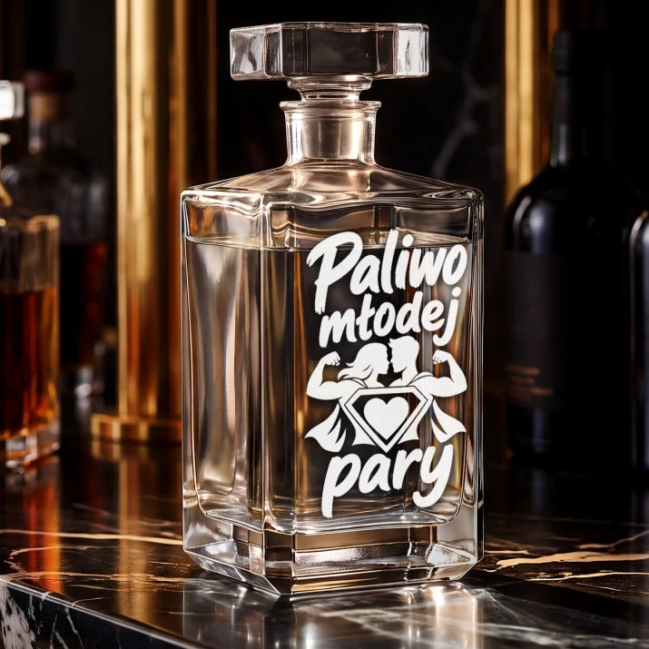 Karafka Do Wódki z Grawerem Na Wesele Prezent Dla Pary Młodej: Paliwo Młodej Pary