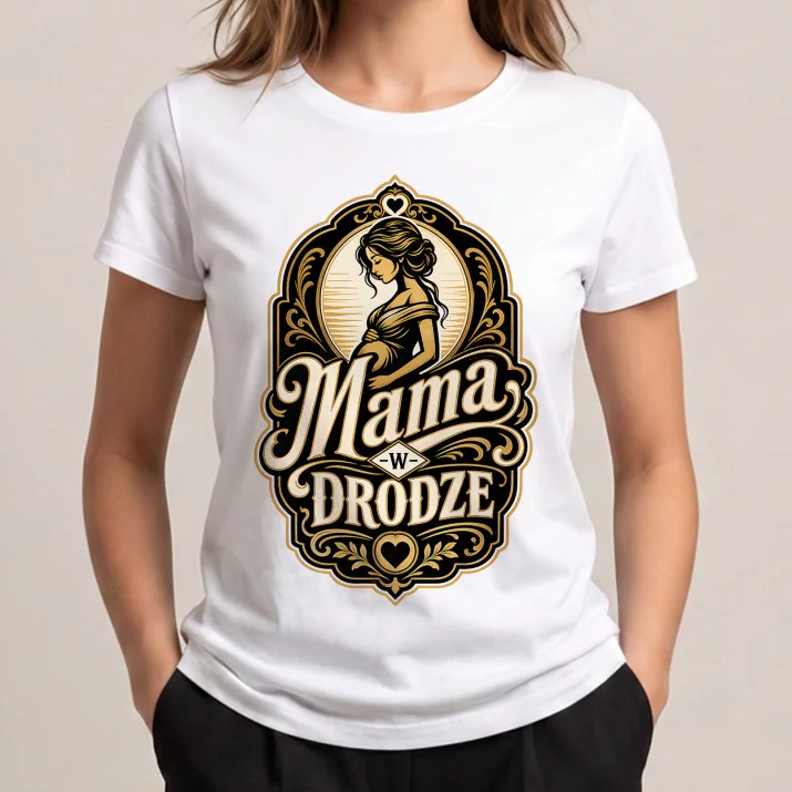Koszulka Damska Biała Dla Przyszłej Mamy Prezent Na Dzień Mamy Dla Kobiety: Retro Macierzyńska Elegancja