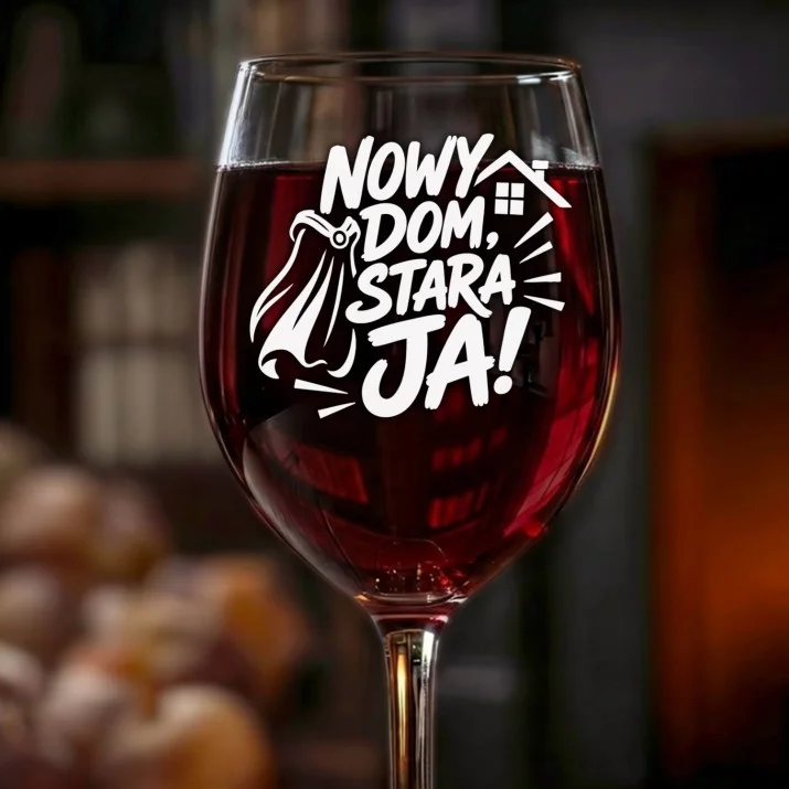 Kieliszek Do Wina Na Nowe Mieszkanie Prezent Dla Kobiety: Nowy Dom, Stara Ja! Kieliszek Do Wina Na Nowe Mieszkanie Prezent Dla Kobiety: Nowy Dom, Stara Ja!