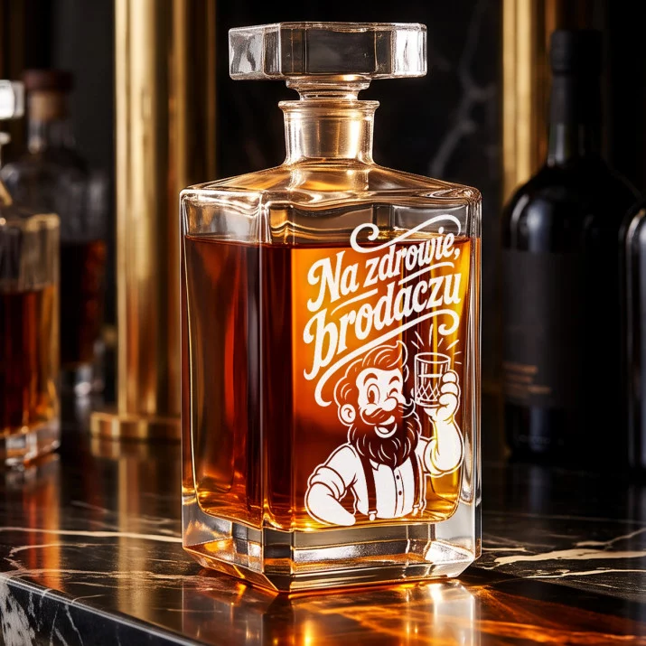 Karafka Do Whisky z Grawerem Dla Brodacza Prezent: Na Zdrowie, Brodaczu