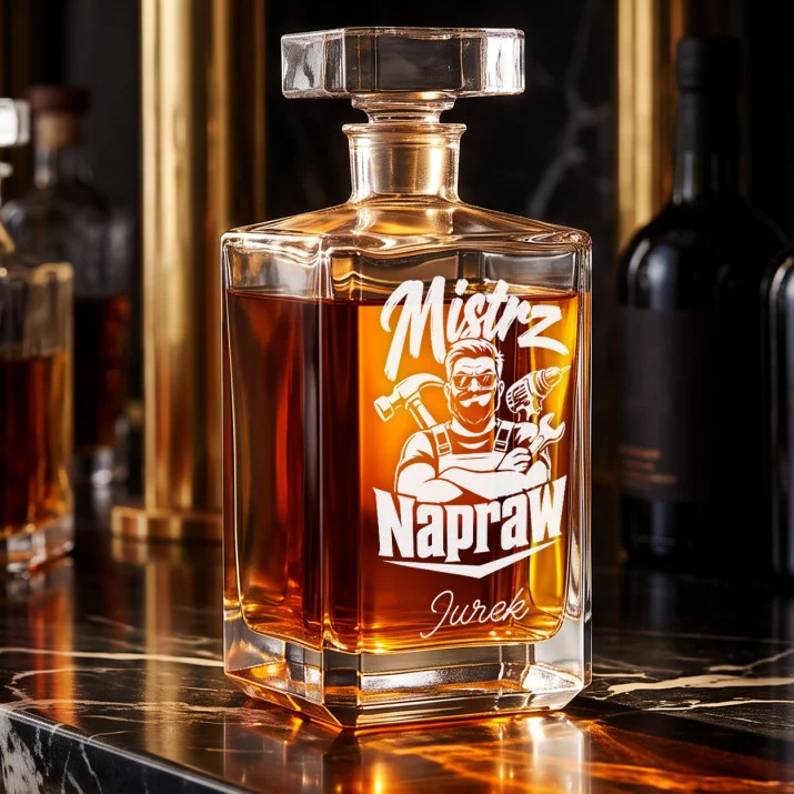 Karafka Do Whisky z Grawerem Na Dzień Taty Prezent Dla Taty Mężczyzny: Mistrz Napraw