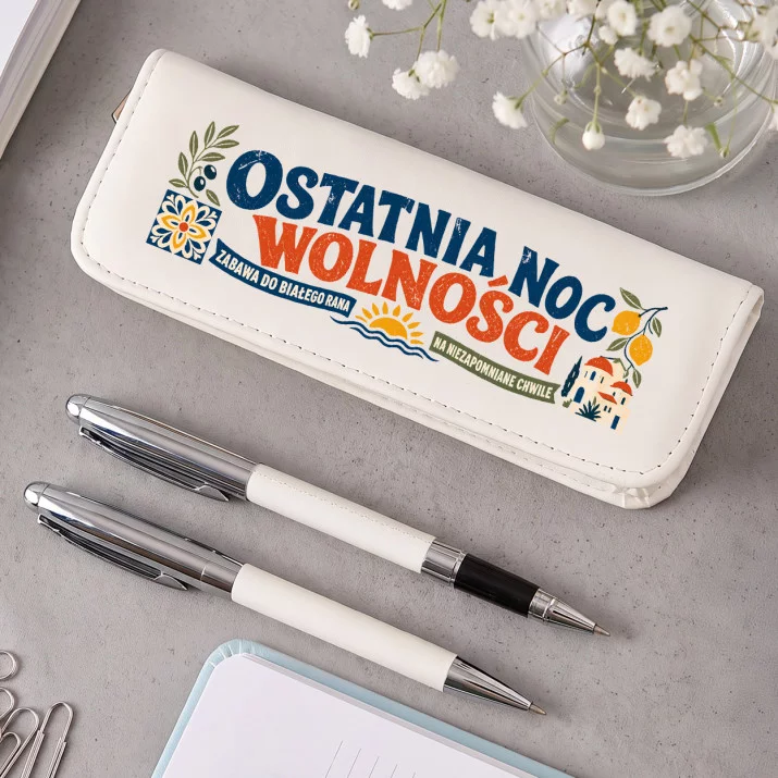 Zestaw Pióro i Długopis w Etui Na Wieczór Panieński Prezent Dla Kobiety: Typograficzna Noc Zestaw Pióro i Długopis w Etui Na Wieczór Panieński Prezent Dla Kobiety: Typograficzna Noc