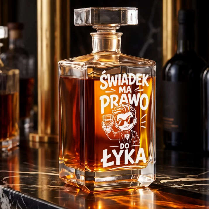 Karafka Do Whisky z Grawerem Dla Świadka Prezent: Świadek Ma Prawo Do Łyka Karafka Do Whisky z Grawerem Dla Świadka Prezent: Świadek Ma Prawo Do Łyka