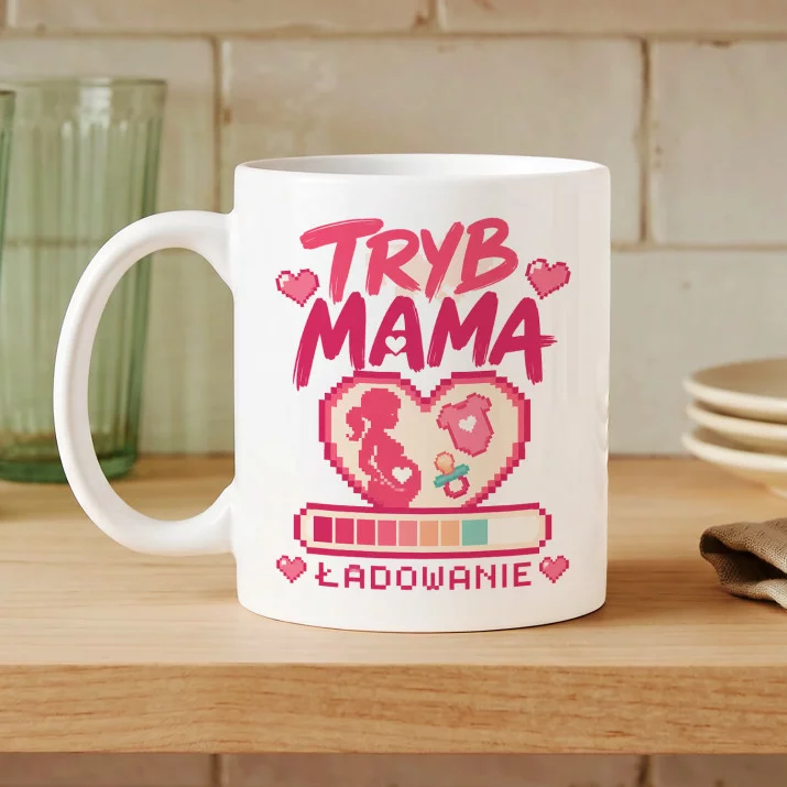 Kubek Z Nadrukiem Dla Przyszłej Mamy Prezent Na Dzień Mamy Dla Kobiety: Tryb Mama Kubek Z Nadrukiem Dla Przyszłej Mamy Prezent Na Dzień Mamy Dla Kobiety: Tryb Mama