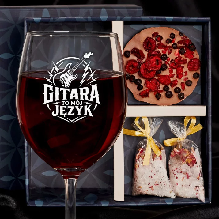 Zestaw Prezenowy Z Kieliszkiem Do Wina Dla Gitarzysty: Gitara To Mój Język Zestaw Prezenowy Z Kieliszkiem Do Wina Dla Gitarzysty: Gitara To Mój Język