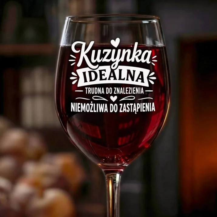 Kieliszek Do Wina Dla Kuzynki Prezent Dla Kobiety: Kuzynka Idealna Grawer Kieliszek Do Wina Dla Kuzynki Prezent Dla Kobiety: Kuzynka Idealna Grawer