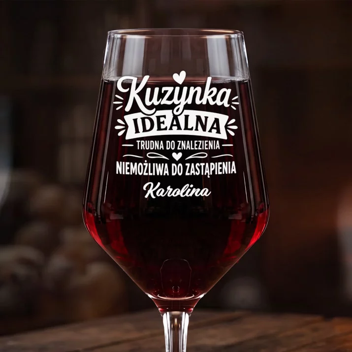 Mega Kieliszek Do Wina z Grawerem Dla Kuzynki Prezent Dla Kobiety: Kuzynka Idealna Grawer