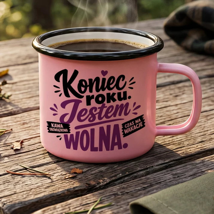 Kubek Emaliowany Na Zakończenie Roku Prezent Dla Kobiety: Wakacyjna Wolność Kubek Emaliowany Na Zakończenie Roku Prezent Dla Kobiety: Wakacyjna Wolność