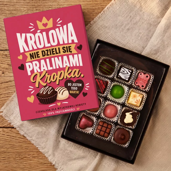 Czekoladki Na Dzień Kobiet Prezent Dla Kobiety Kobiety: Królowa I Praliny Czekoladki Na Dzień Kobiet Prezent Dla Kobiety Kobiety: Królowa I Praliny