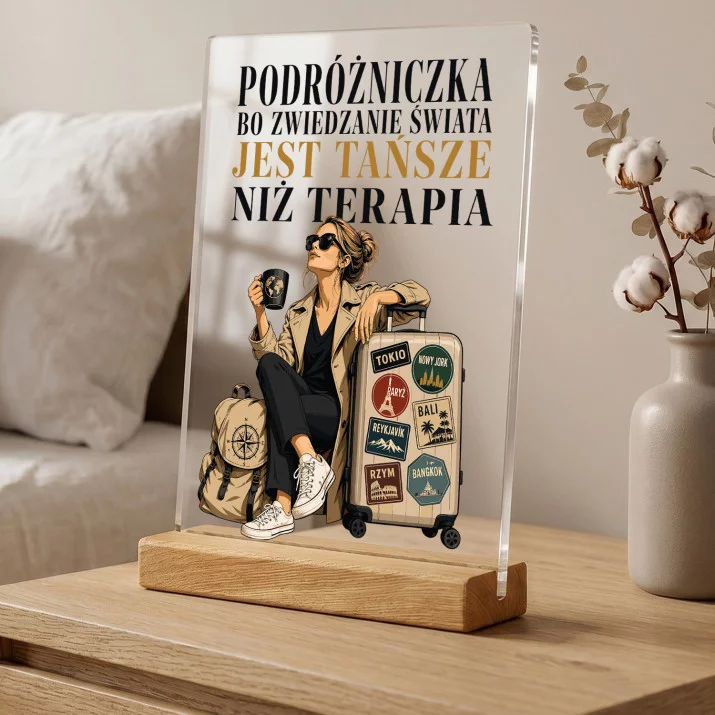 Druk Na Szkle Dla Podróżniczki Prezent Dla Kobiety: Podróżniczka Tańsze