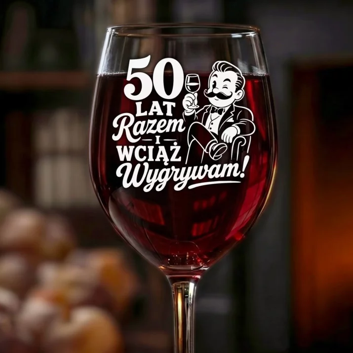 Kieliszek Do Wina Na 50 Lecie Ślubu Prezent Dla Mężczyzny: 50 Lat Wygrywam Kieliszek Do Wina Na 50 Lecie Ślubu Prezent Dla Mężczyzny: 50 Lat Wygrywam
