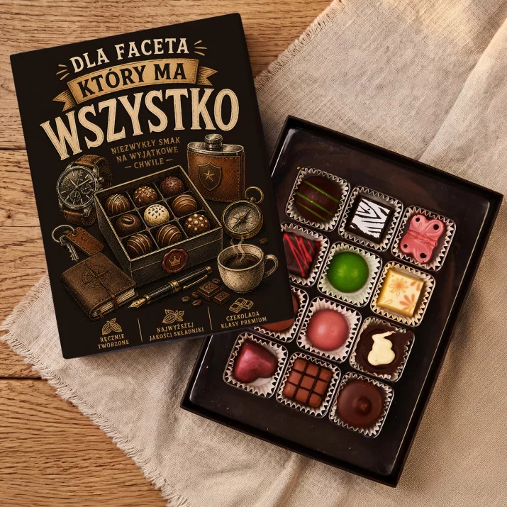 Czekoladki Dla Faceta Który Ma Wszystko Prezent Dla Mężczyzny: Praliny Premium Dla Faceta Czekoladki Dla Faceta Który Ma Wszystko Prezent Dla Mężczyzny: Praliny Premium Dla Faceta