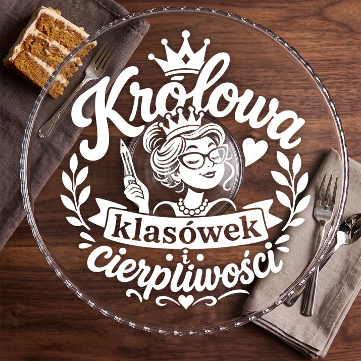 Patera Na Ciasto Dla Nauczycielki Prezent Na Dzień Nauczyciela Dla Kobiety: Szkolna Królowa Patera Na Ciasto Dla Nauczycielki Prezent Na Dzień Nauczyciela Dla Kobiety: Szkolna Królowa