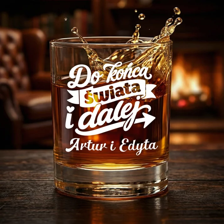 Szklanki Do Whisky z Grawerem Na Ślub Prezent Dla Pary Młodej Pary: Do Końca Świata I Dalej Szklanki Do Whisky z Grawerem Na Ślub Prezent Dla Pary Młodej Pary: Do Końca Świata I Dalej