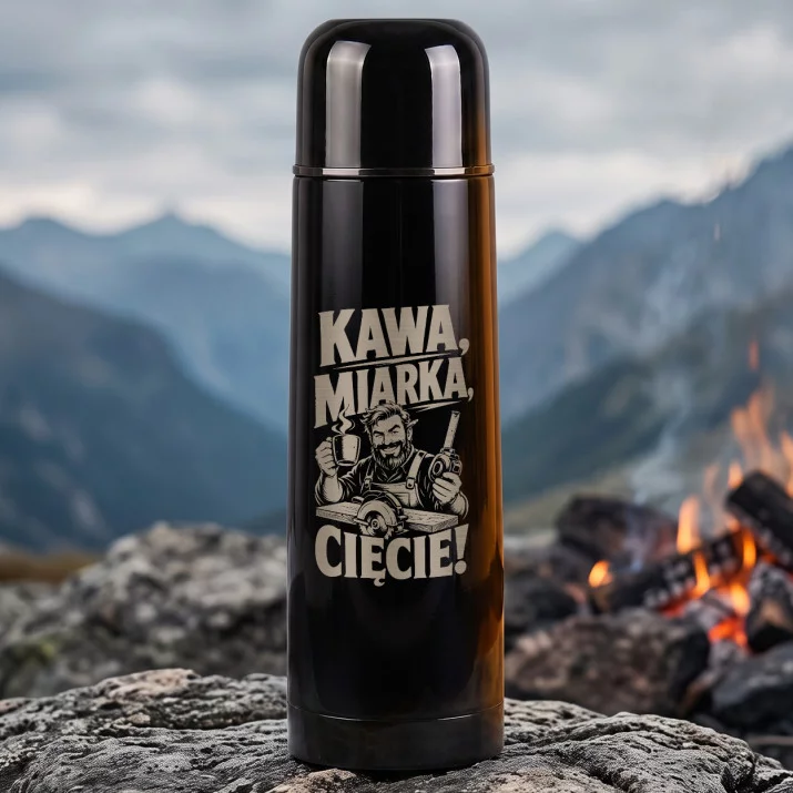 Termos 500ml Dla Stolarza Prezent Dla Mężczyzny: Kawa, Miarka, Cięcie!