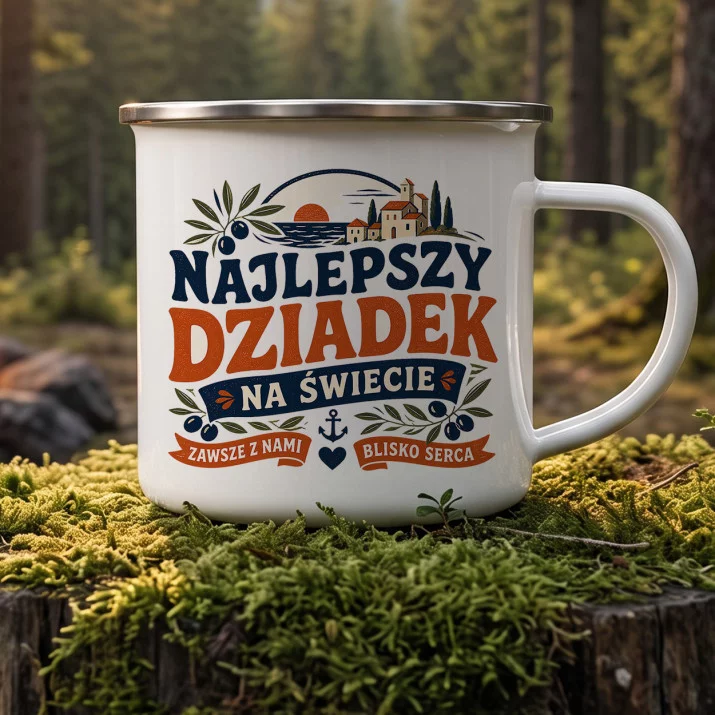 Kubek Emaliowany Dla Dziadka Prezent Na Dzień Dziadka Dla Mężczyzny: Dziadek Z Wybrzeża Kubek Emaliowany Dla Dziadka Prezent Na Dzień Dziadka Dla Mężczyzny: Dziadek Z Wybrzeża